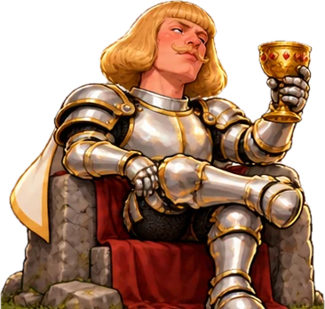 Phil on the throne with a goblet